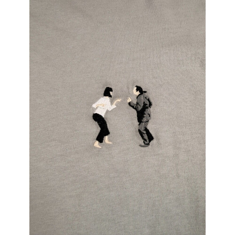 Abercrombie and Fitch Relaxed Gray Pulp Fiction Embroidered T shirt Medium